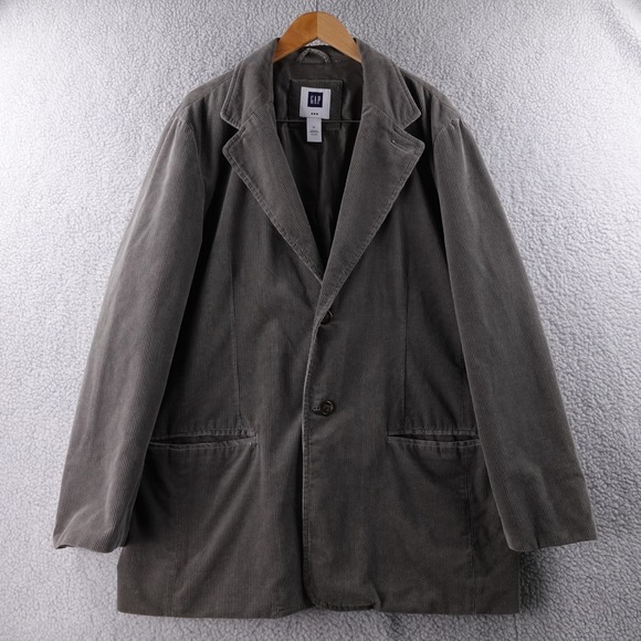Vintage Gap Mens XL Corduroy‎ Blazer Gray Two Button Career Casual Outerwear